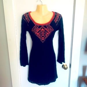 Navy Blue and Coral Lace cocktail dress